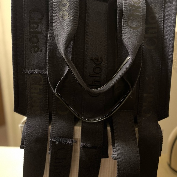 Chloé Mediem Woody Logo Embroidered Webbing Canvas Tote - Picture 3 of 9